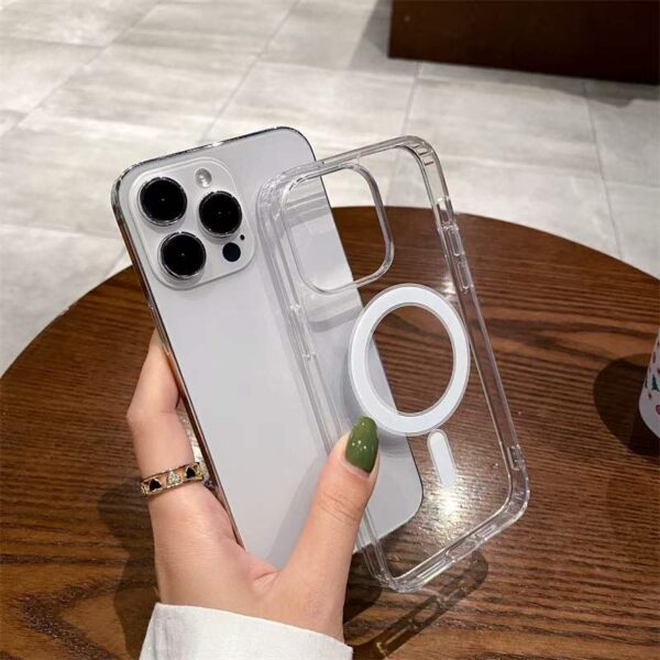 Magnetic Transparent Case For iPhone Wireless Charging Cover