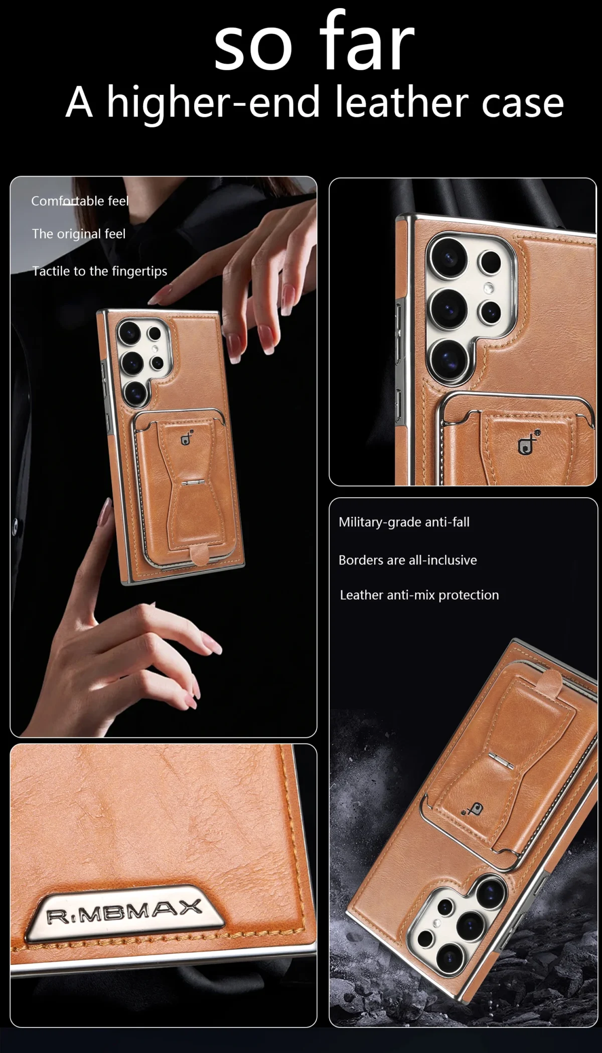 RIMBMAX Samsung Luxury Business Style Detachble Wallet Card Fold Kickstand Magnetic PU Leather Phone Case - Image 8